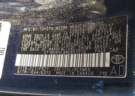 2017 Toyota Corolla Le z USA, uszkodzony, nr VIN 2T1BURHE8HC853510